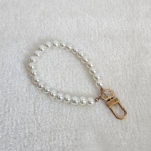 Shiney Faux Beaded Pearl Purse Bag Charm Wristlet Key Chain